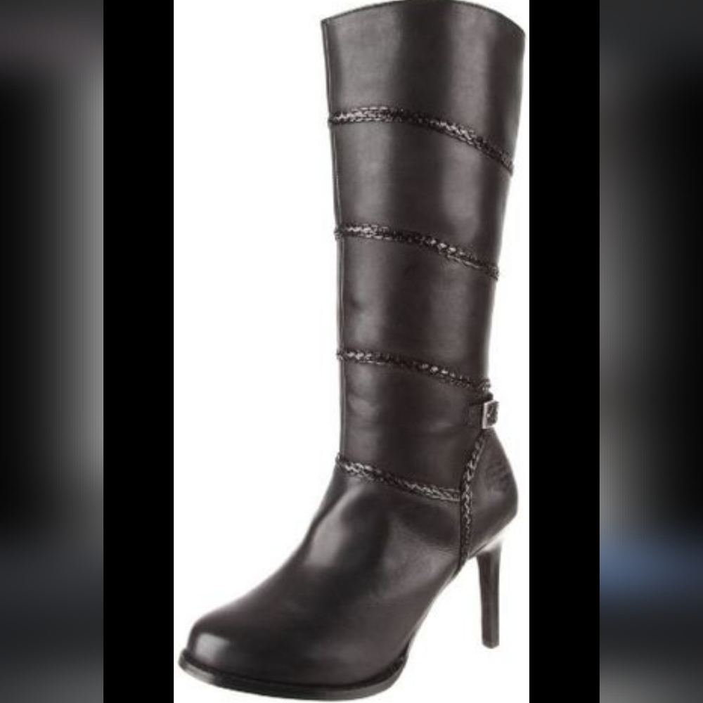 Harley Davidson Anya Mid Calf Leather Zip up Stilletto Motorcycle Boots Sz 7